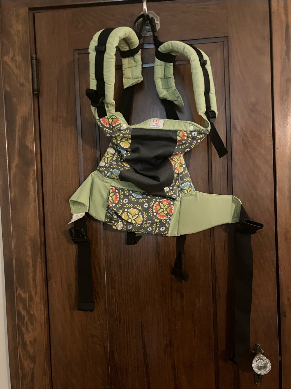 Kids Ergonomic Carrier in Light Green with Floral Panel